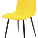 Chair Noor velvet yellow fabric with black color metal leg 44x53x86cm - Слика 6