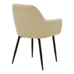 Armchair Noor beige velvet fabric with black color metal leg 58x58x86cm - Image 2