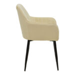 Armchair Noor beige velvet fabric with black color metal leg 58x58x86cm - Image 3