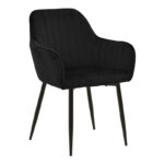 Armchair Noor  black velvet fabric with black color metal leg 58x58x86cm