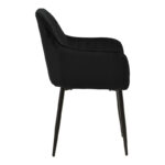 Armchair Noor  black velvet fabric with black color metal leg 58x58x86cm - Image 3