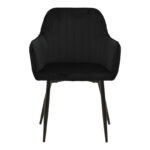 Armchair Noor  black velvet fabric with black color metal leg 58x58x86cm - Image 4