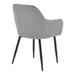 Armchair Noor grey velvet fabric with black color metal leg 58x58x86cm - Слика 2