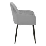 Armchair Noor grey velvet fabric with black color metal leg 58x58x86cm - Слика 3