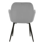 Armchair Noor grey velvet fabric with black color metal leg 58x58x86cm - Слика 5