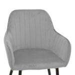 Armchair Noor grey velvet fabric with black color metal leg 58x58x86cm - Слика 6