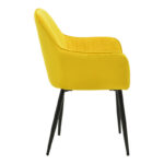 Armchair Noor yellow velvet fabric with black color metal leg 58x58x86cm - Image 3
