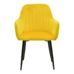Armchair Noor yellow velvet fabric with black color metal leg 58x58x86cm - Image 4
