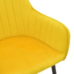 Armchair Noor yellow velvet fabric with black color metal leg 58x58x86cm - Image 6