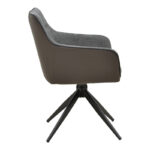 Rotating armchair Debra grey fabric-pu with black color metal leg 64x60x83cm - Image 3