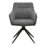 Rotating armchair Debra grey fabric-pu with black color metal leg 64x60x83cm - Image 4