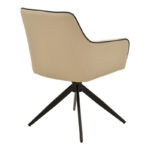 Rotating armchair Debra beige fabric-pu with black color metal leg 64x60x83cm - Image 2