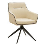 Ротирачка фотелја Дебра беж ткаенина-пу со црна метална ногарка 64x60x83 см