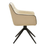 Rotating armchair Debra beige fabric-pu with black color metal leg 64x60x83cm - Image 3