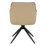 Rotating armchair Debra beige fabric-pu with black color metal leg 64x60x83cm - Image 5