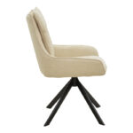 Rotatable armchair Konelian beige farbric with black color metal leg 54x63x88cm - Image 3