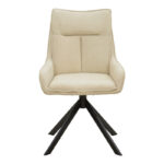 Rotatable armchair Konelian beige farbric with black color metal leg 54x63x88cm - Image 4