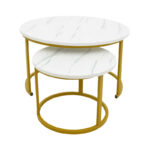 Coffee table Relevon set of 2 mdf in white marble look 80x80x45cm - Слика 3