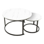 Coffee table Revelon set of 2 mdf in white marble look 80x80x45cm - Слика 2