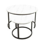 Coffee table Revelon set of 2 mdf in white marble look 80x80x45cm - Слика 3