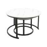 Coffee table Revelon set of 2 mdf in white marble look 80x80x45cm - Слика 4