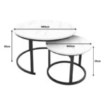 Coffee table Revelon set of 2 mdf in white marble look 80x80x45cm - Слика 5