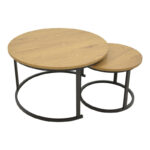 Coffee table Revelon set of 2 mdf in oak color - Image 2