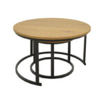 Coffee table Revelon set of 2 mdf in oak color - Image 4