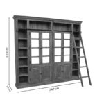 Library Librardy Inart antique brown solid mango wood 247x35x220cm - Image 5