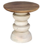 Gerardo Inart side table solid acacia wood in white color D55x55cm