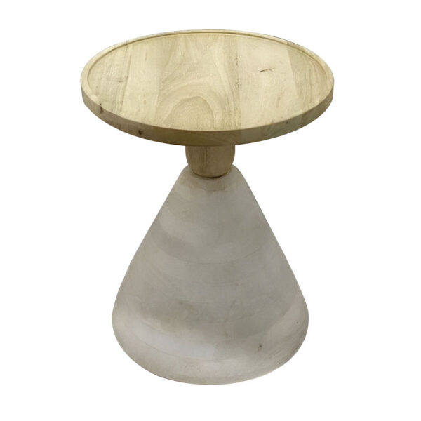 Side table Spello Inart solid mango wood in white wash color D38x46cm
