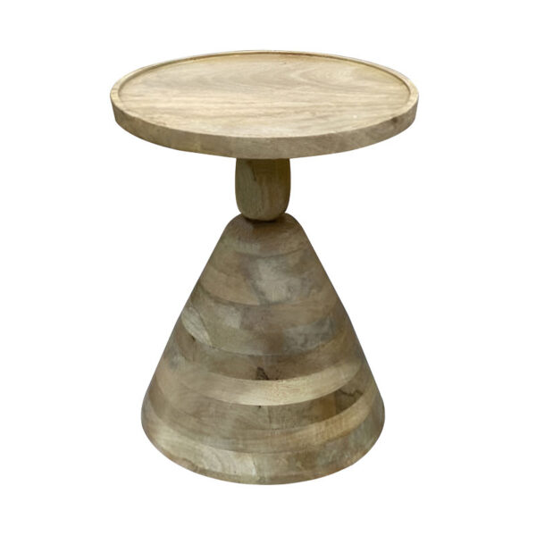 Spello Inart side table natural solid mango wood D38x46cm
