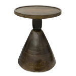 Помошна масичка Spello Inart од цврсто дрво од манго во боја на орев D38x46 см