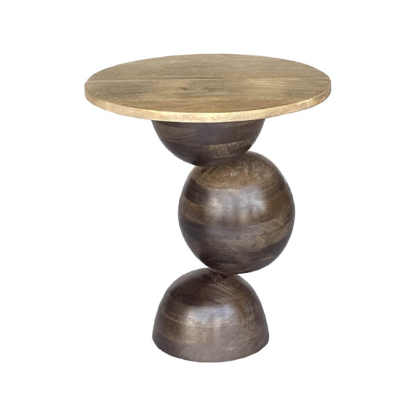 Side table Sedra Inart solid mango wood in brown color D38x44cm