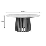 Mable Inart coffee table solid acacia wood in natural color and marble surface top D100x45cm - Image 3