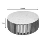 Mable Inart coffee table solid acacia wood in natural color with marble surface top D120x40cm - Image 4
