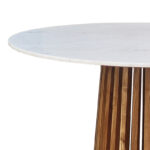 Mable Inart table solid acacia wood in brown color with marble surface top D120x76cm - Image 2