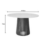 Mable Inart table solid acacia wood in brown color with marble surface top D120x76cm - Image 4