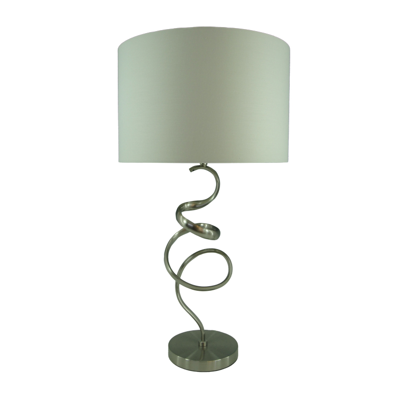 300-000013 Table lamp Valou Inart E27 silver aluminium-white fabric D35x65cm - Слика 1