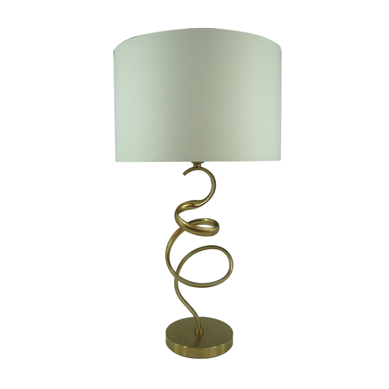 300-000014 Table lamp Valou Inart E27 gold aluminium-white fabric D35x65cm - Слика 1