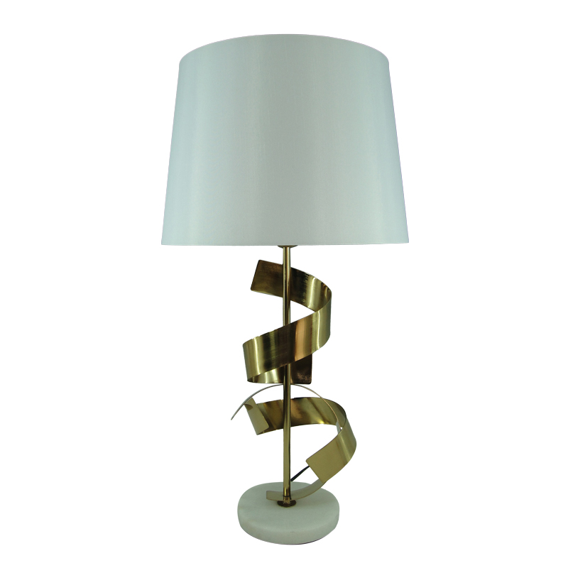 300-000017 Table lamp Lighted Inart E27 gold metal-white fabric D35x70cm - Image 1