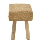 Stool Iolion Inart natural wood-jute 60x30x40cm - Image 3