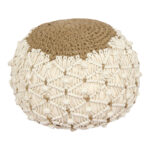 Boha Inart jute stool-pouf in yellow and white shade D40x30cm