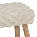 Shep Inart stool 100% cotton in white shade and eucalyptus wood 60x30x40cm - Слика 2