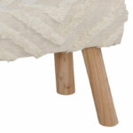 Shep Inart stool 100% cotton in white shade and eucalyptus wood 60x30x40cm - Слика 3