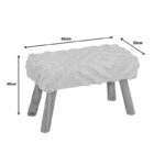 Shep Inart stool 100% cotton in white shade and eucalyptus wood 60x30x40cm - Слика 4