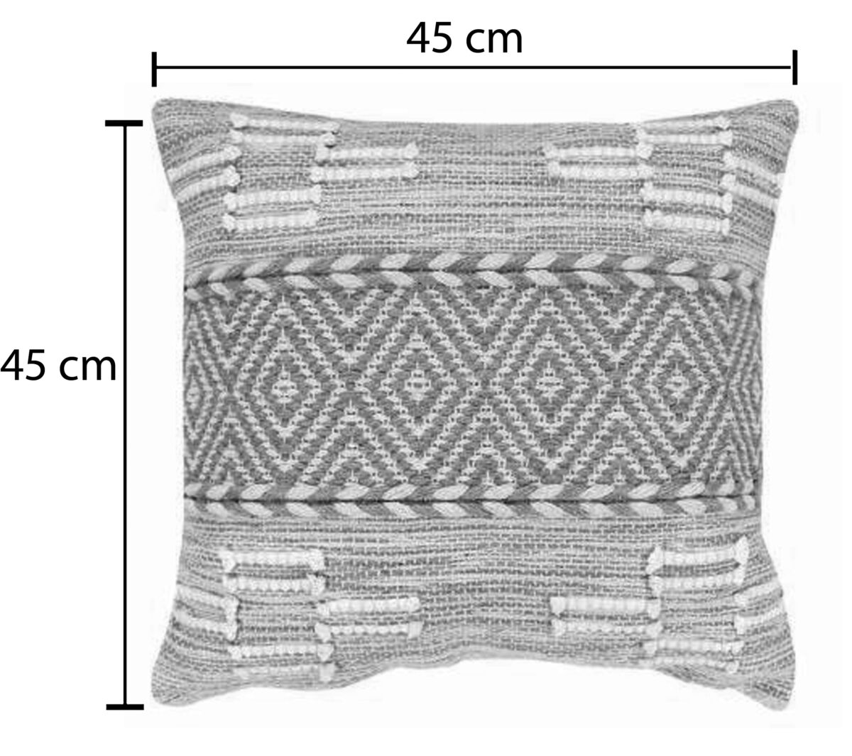 302-000046-2 Mitto Inart jute-cotton cushion in beige-white shade 45x45x2cm - Слика 3