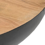 Coffee table Coffelty Inart black metal-solid acacia wood D90x40cm - Image 3