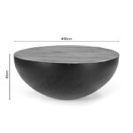 Coffee table Coffelty Inart black metal-solid acacia wood D90x40cm - Image 6
