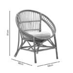 Blore Inart armchair natural wood 68x48x81cm - Слика 6